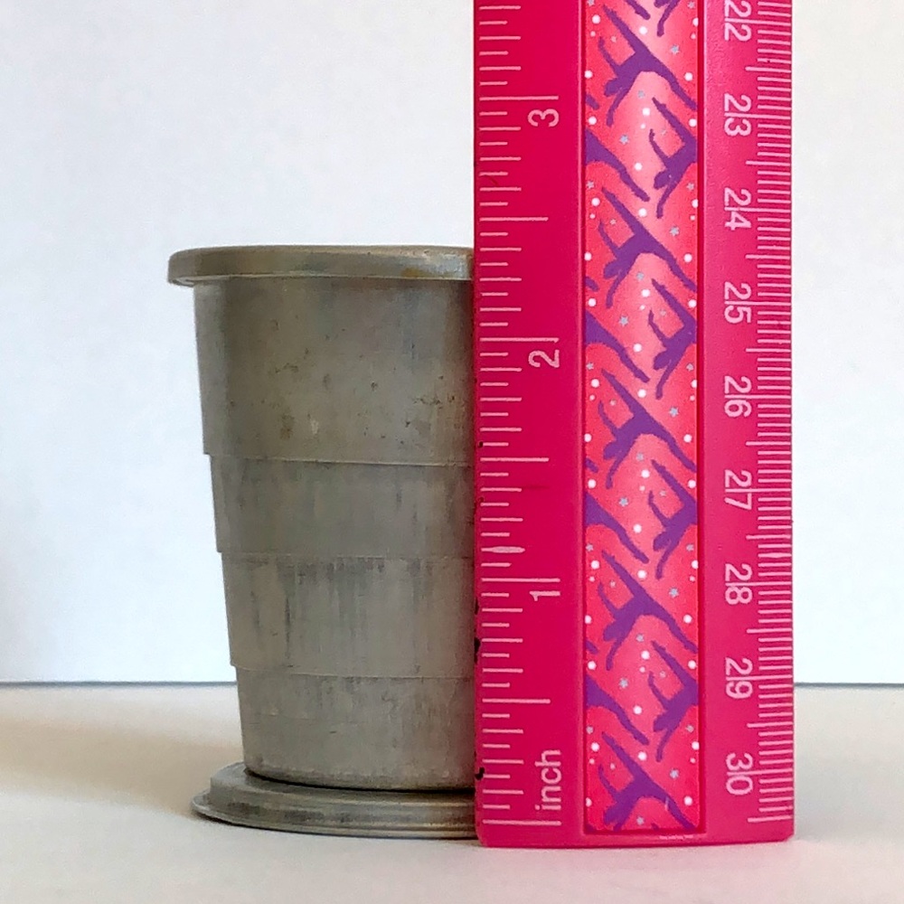 Vintage Girl Scout Collapsable Aluminum Cup And Pin With Safety Pin Clasp - Picture 8 of 15